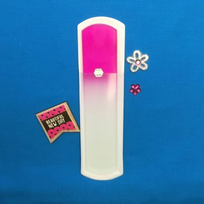 Pink Stiletto XL Glass Pumice Foot Scraper