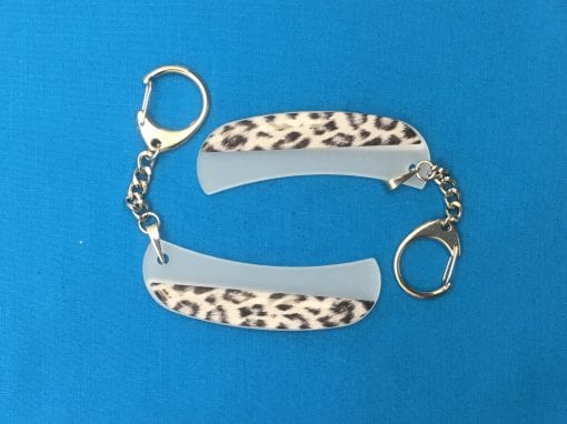 Crescent Keychain Glass Nail File - White Leopard
