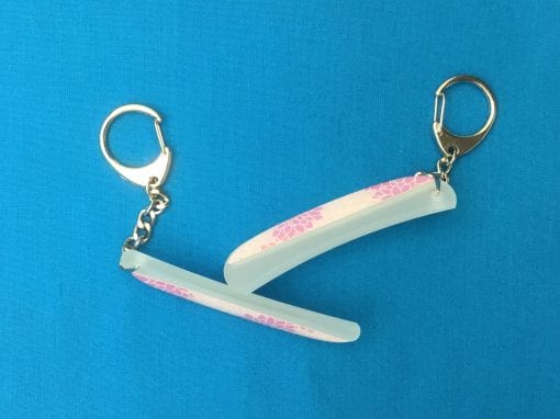 Crescent Keychain Glass Nail File - Pink Mums - Gallery Photo