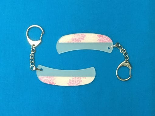 Crescent Keychain Pink Mums- Gallery Photo