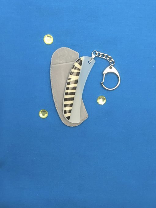 Crescent Keychain Glass Nail File Zebra