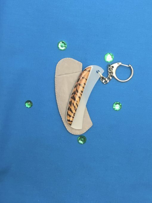 Crescent Keychain Glass Nail File Tiger