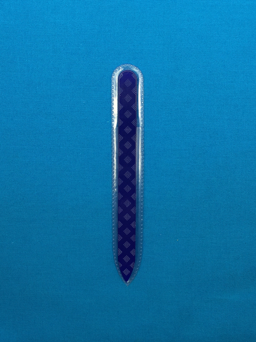 Cobalt Blue Trellis Single Sided Medium Glass Nail File