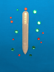 Gold Santa's Sleigh Medium Glass Nail File with Red Swarovsky Crystal
