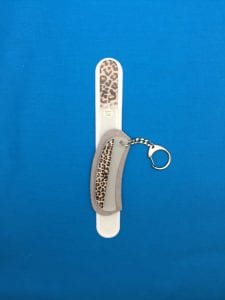 Leopard Set of 2 Large Toe Nail and Pumice File and Crescent Groove & Surface Glass Nail File Keychain