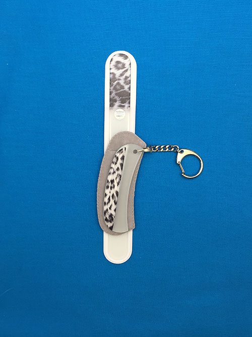 Snow Leopard Set 2Large Toe Nail and Pumice File and Crescent Groove & Surface Glass Nail File Keychain