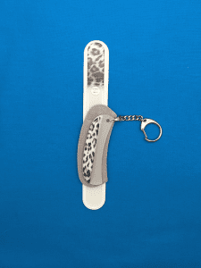 Snow Leopard Set 2Large Toe Nail and Pumice File and Crescent Groove & Surface Glass Nail File Keychain