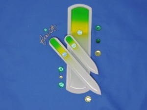 Avocado Set of 3 Glass Nail Files by Top Notch Nail Files. Patented Glass files made in Czech Republic.