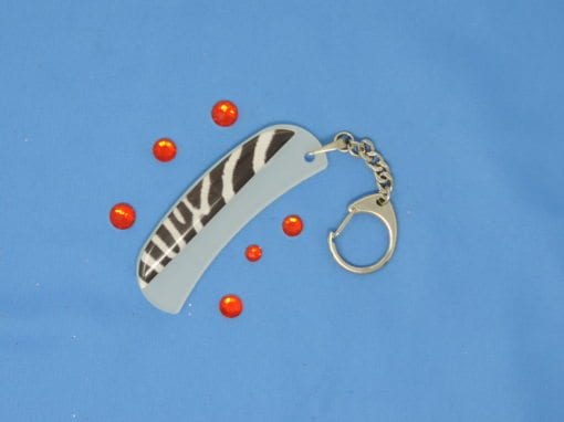 White Tiger Groove and Surface Glass Nail File Key Chain by Top Notch Nail Files