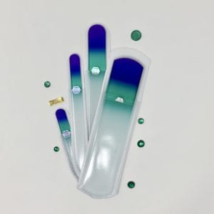 Peacock Set of 4 Glass Nail Files and Pumice Files by Top Notch Nail Files