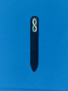 Swarovski Crystals embellish this Medium Glass Nail File by Top Notch Nail Files Patented Glass files made in Czech Republic.
