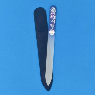 Purple hand painted Two Lips by Top Notch Nail Files. Top Notch files are the original, authentic glass files made in Czech Republic and patented.